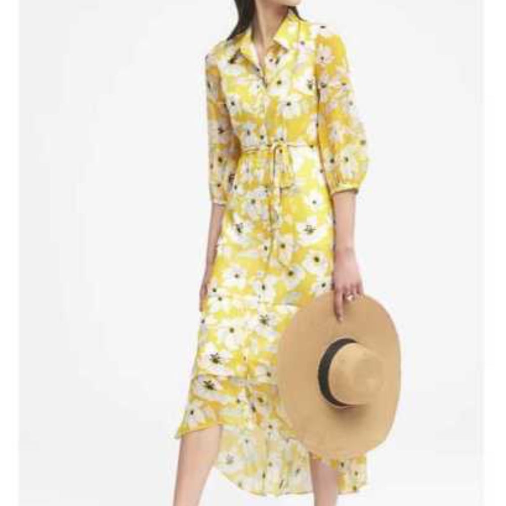 Banana Republic Floral Maxi Shirt Dress
